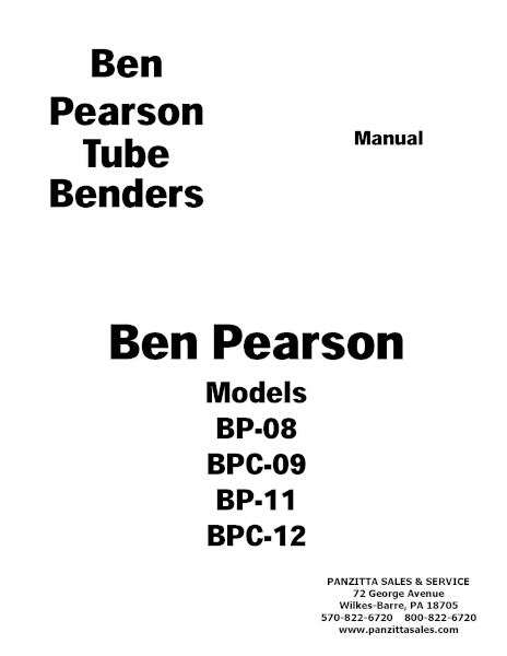 BEN PEARSON BP-08, BPC-09, BP11, BPC-12 PARTS LIST