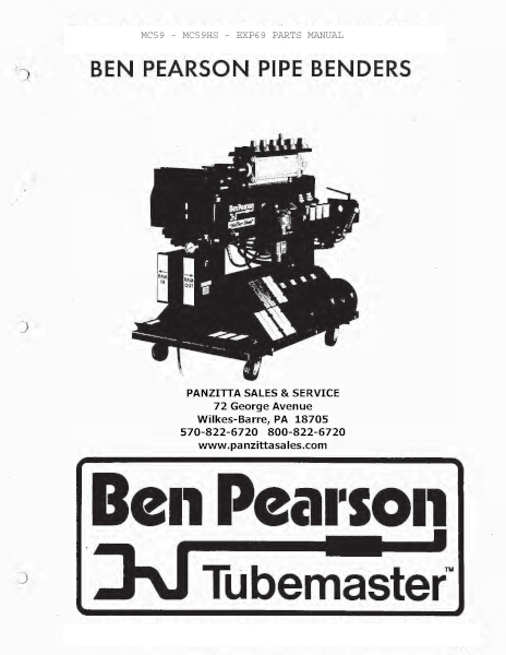 BEN PEARSON MC59, MC59HS, EXP69 TUBING BENDER