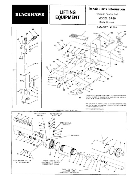 Black Hawk SJ-10 Parts Manual