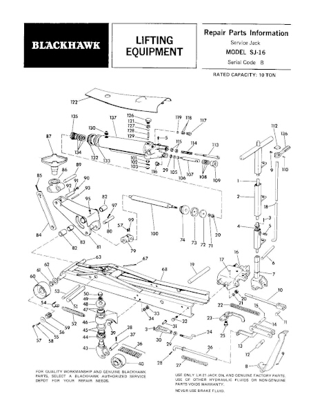 Black Hawk SJ-16 Parts Manual