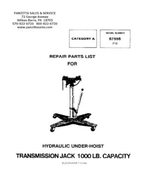 Black Hawk T-3 Transmission Jack Parts Manual