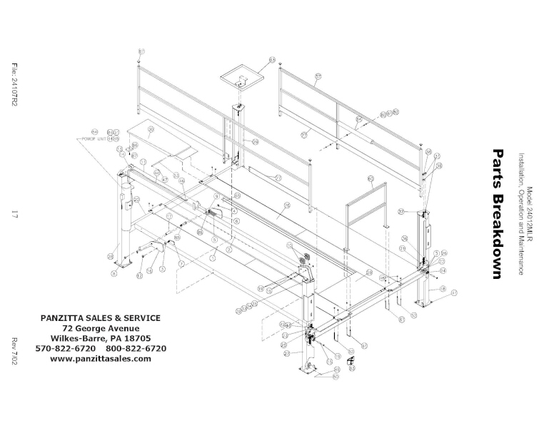 Challenger 241012 MLR 12K Lube Rack Parts