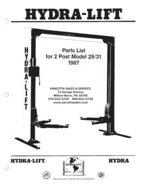HYDRA-LIFT MODEL 29, 31 PARTS