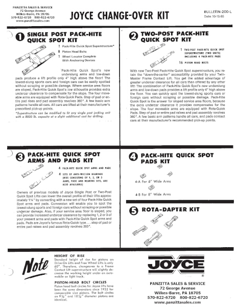 JOYCE SUPERSTRUCTURES AND ADAPTERS PARTS