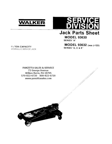 Lincoln Walker 93632 Series A, C, and E Parts List