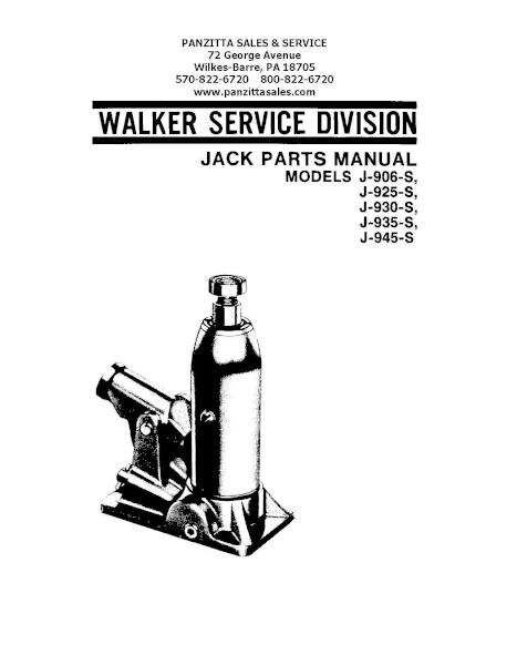 Lincoln Walker J-906, 925, 930, 935, 945-S Parts List