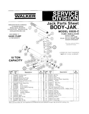 LINCOLN WALKER 93535-C PARTS