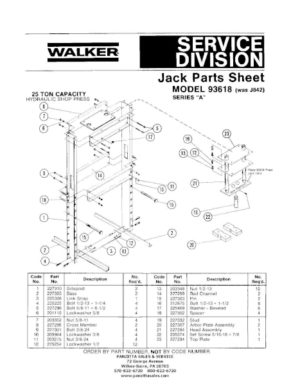 LINCOLN WALKER 93618 SERIES A PARTS