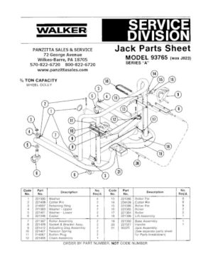 LINCOLN WALKER 93765 (WAS J823) SERIES A PARTS