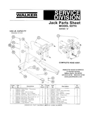 LINCOLN WALKER 93774 SERIES A PARTS