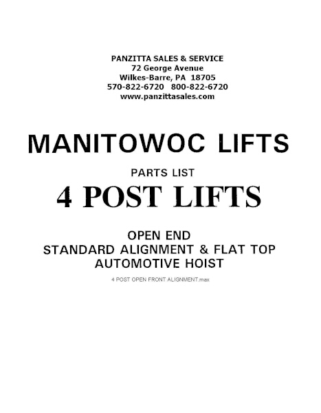 MANITOWOC 4 POST OPEN FRONT PARTS