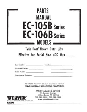 WEAVER EC-105B, EC-106B PARTS