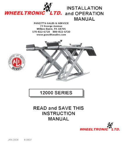  Snap -on Wheeltronic Lift Parts and Breakdowns Panzitta 