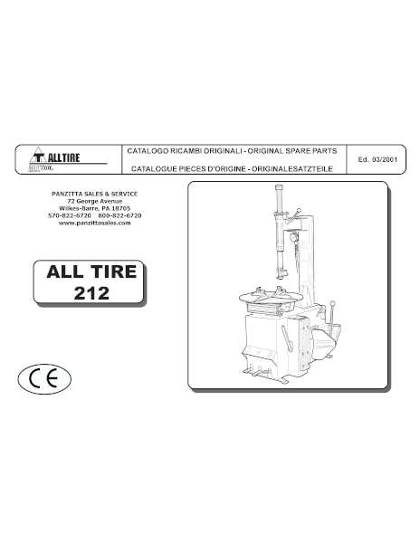 ALL TOOL 212 TIRE CHANGER PARTS