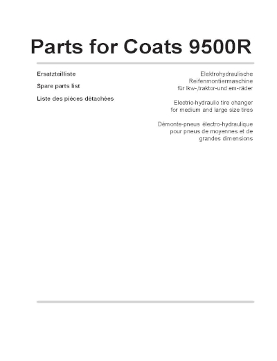 Coats 9500R Tire Changer Parts