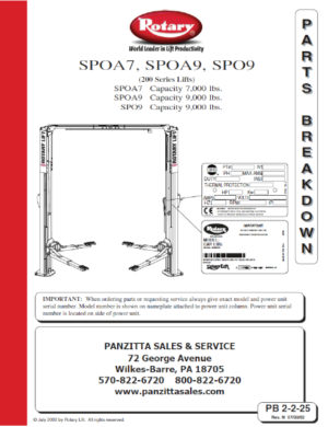 Rotary SPOA7, SPOA9, SPO9 200 Series Parts