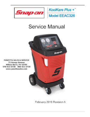 SNAP-ON EEAC326 SERVICE PARTS